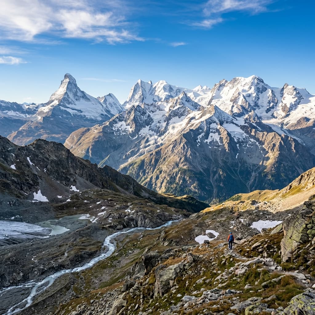 Snow-capped mountain range