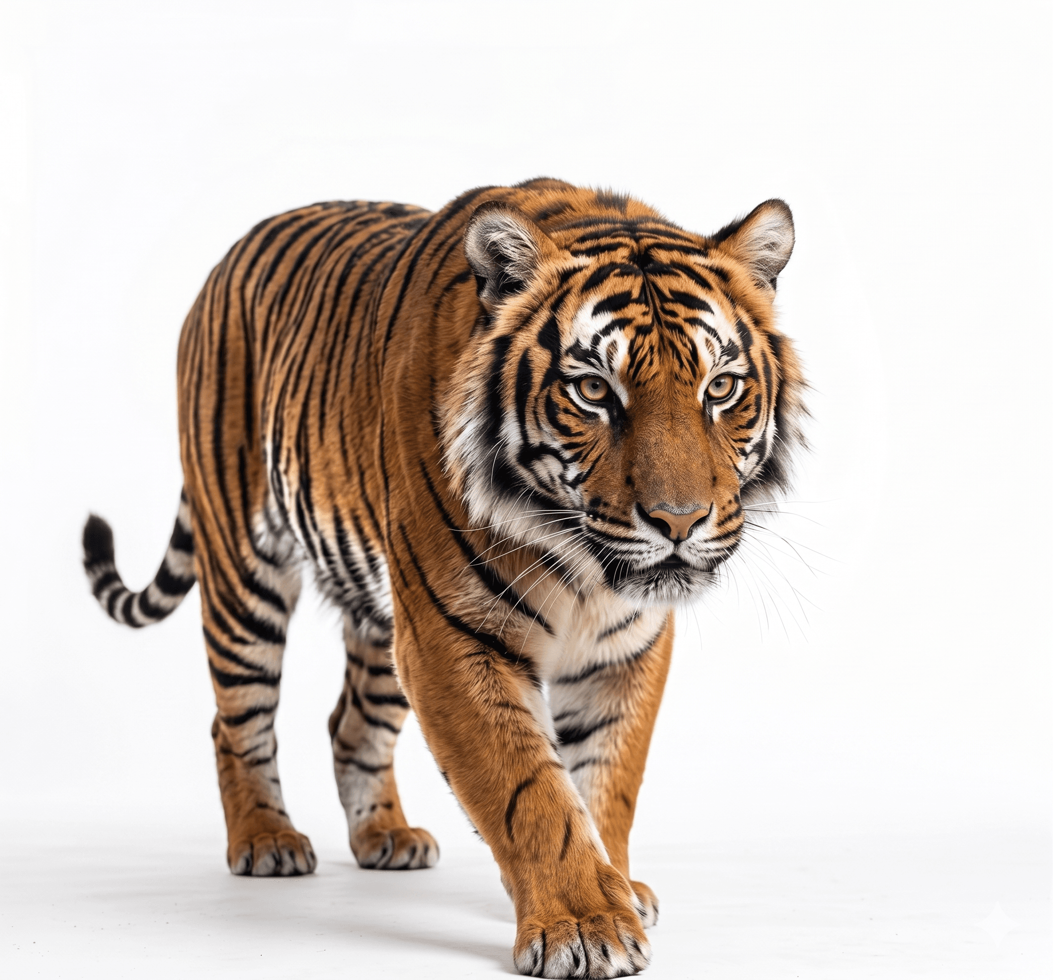 Tiger walking through tall grass